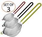 Kitchen Meister Stainless Steel Fine Mesh Strainer Set Of 3 With Silicone Handles For 685450121194