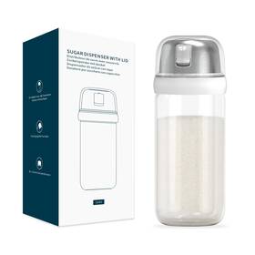 Kitchendao 850051934546 Glass Sugar Dispenser With Side Pour Spout Built-in Lid To Slow Down Dampness