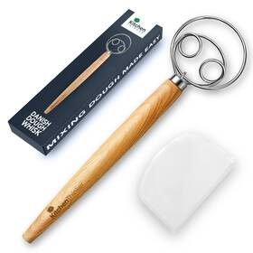 Kitchenthinker 860008646934 13 Inch Danish Dough Whisk With Scraper Dutch Bread Stainle