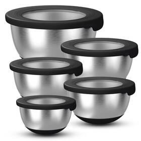 Kt22 Kiteiscat Stainless Steel Mixing Bowls With Lids Set Of 5 Large Nesting Metal Bowl
