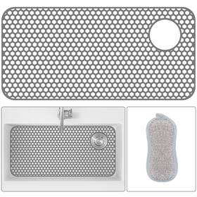 Km Legend 717331090913 Silicone Sink Protector 28.3 Inch X 14.4 Right Drain Kitchen Mat For
