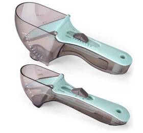 Knc Hmf 001 2 Pcs Adjustable Measuring Cups And Spoons Set Kitchen Tool Large Blue