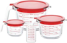 Kcups4red Komuee 4 Piece Glass Measuring Cups Set 5 Oz 1-cup 2-cup Sizes Clear