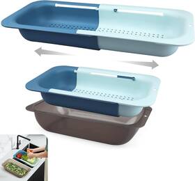 Km2022-ecd-ld Komzon Over The Sink Strainer Colander Basket Set With Bowl Extendable Kitchen St