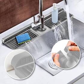 Kkus-12 Koureik 24 Inch Faucet Mat For Kitchen Sink 6 Slope Splash Guard With Fasten Button Lo