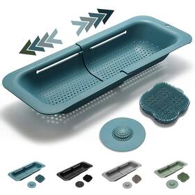 Kv Kitchen Tools 860011142225 Bpa Free Colander Set Expandable Sink Basket Over The Strainer Sil