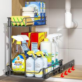 Hg01h-x Lamu Under Sink Organizers And Storage Pull Out Cabinet Medium Black