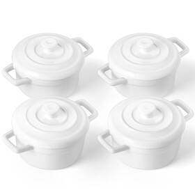 B0dc6165fk Lareina 12oz Ceramic Mini Cocotte Casserole Dish Set With Handles And Lids - 4 Pack