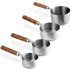 Lj-243 Lele Life Set Of 4 Stainless Steel Measuring Cups With Wooden Handle M Wood