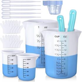Elr00222 Lets Resin Silicone Measuring Cups 450ml Accurate 2 Scales And White