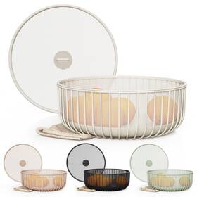 Bamo-000166 Libken Metal Fruit Bowl With Mesh Lid And Basket - Vegetable Holder