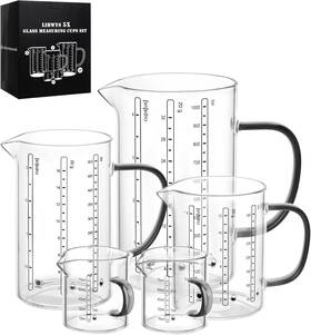 Szh10979 Libwys Glass Measuring Cup Set Of 5 32oz 16oz 12oz 2x2.5oz Transparent