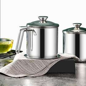 Lifhap 784232339861 Bacon Grease Container With Strainer 1.8l/7 Cups Cooking Oil Kitchen W