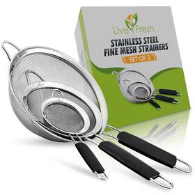 Lf20153ms Livefresh Food Strainer Set - Premium Fine Stainless Steel Mesh Of