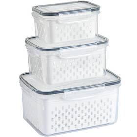 Cabxianhe3p Lizbin 3 Pcs Fruit Storage Containers For Fridge With Removable Colander Leak Proof