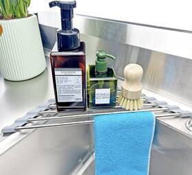 Llygezze 779605869649 Sink Sponge Holder 304 Stainless Steel Multipurpose Roll Up Drying Rack For