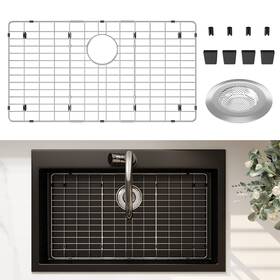 Locvcda 717019278879 Stainless Steel Sink Protector 28-3/4 Inch X 15-3/4 With Rear Drain Metal