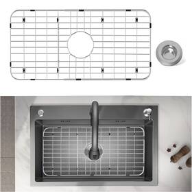 Locvcda 774388179633 Stainless Steel Sink Protector 25-1/8 Inch X 12-7/8 With Center Drain Metal S