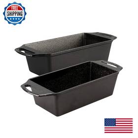 B0bfrvwssh Lodge Cast Iron Loaf Pan - Set Of 2 Naturally Seasoned Even Heating