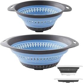 630130580 Logfaadcoi Collapsible Colander And Strainer Silicone Colanders 1.3l 2.5l Blue