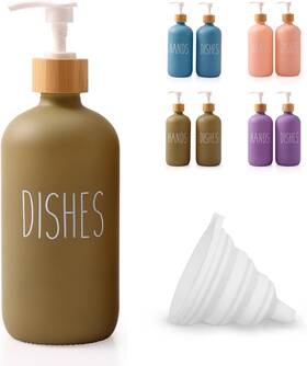 Llcsd25 Loochica Sage Green Glass Kitchen Soap Dispenser Detergent A4 - Dishes