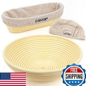 B0d53kspj7 Lorzon Banneton Bread Proofing Basket Set - 11 Round And 12 Oval Sourdough