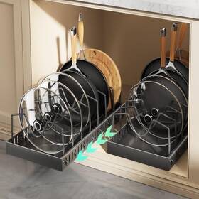 B0d988dd8n Lozovin Pull Out Pots And Pans Organizer Under Cabinet Sliding Lid Holder Rack