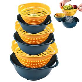 Lrecnom 438071022999 6 Pieces Colander With Bowl Food Strainer For Pasta Veggies And Fruits Bpa