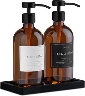 2gbt-agb Lusspa Lotion Hand And Dish Soap Dispenser For Kitchen Sink - Bathroom Amber/black