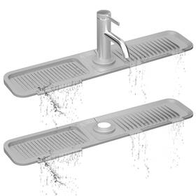 Luxury Lineup 198168101711 Kitchen Sink Splash Guard 24inch 5 Sloped Silicone Draining Mat For Kitche