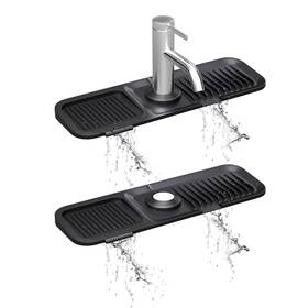 Luxury Lineup 198168717790 Kitchen Sink Splash Guard Black 5 Sloped Silicone 17.7 Inch