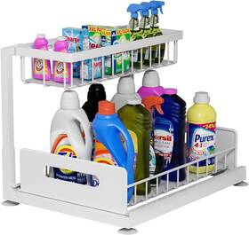 Lxmons 757842997592 2-tier Under Sink Slide Out Organizer Pull Cabinet Storage 1 Pack White Lxmons 757842997592 2-tier Under Sink Slide Out Organizer Pull Cabinet Storage 1 Pack White