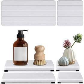 202408094w4c Lyxel 4pcs Stone Drying Tray For Bathroom Sink And Kitchen Counter White 4stripes