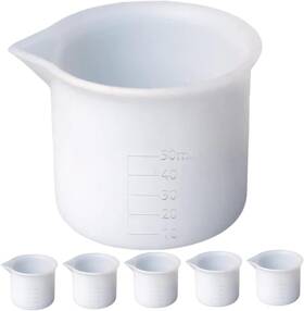 F3201835tmyk3 Magiclulu 6pcs Silicone Measuring Cups With Scale 50ml Epoxy Mixing 6.6x6cm White