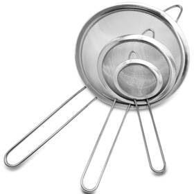 Makerstep 850005418283 Set Of 3 Stainless Steel Fine Mesh Strainers Graduated Sizes 3.38 Inch 5.5 7.87