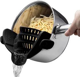 Malkit 445046560584 Universal Silicone Clip On Pan Pot Strainer Anti Spill Pasta Food G