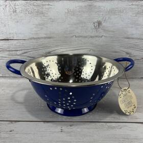 Ki-73706 Manor House Market Blue Stainless Steel 3 Quart Colander Free Shipping