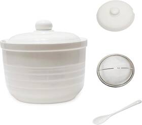 Maoyamao 744110830446 Ceramic Bacon Grease Container With Stainless Steel Strainer Cooking Oil Storage
