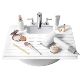 Maplefield 810088272288 Bathroom Sink Cover And Silicone Makeup Mat - White 22 X 2 In