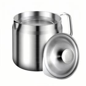 Maylmc 741239595713 1.3l Heavy Duty Stainless Steel Bacon Grease Container With Strainer F