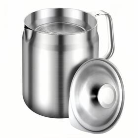 Maylmc 741239595720 1.7l Heavy Duty Stainless Steel Bacon Grease Container With Strainer For Oil