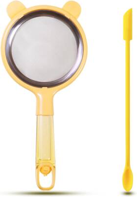 24j001 Mbestor Flour Sifter 4 Inch Stainless Steel Fine Mesh Strainer With Kitchen Yellow