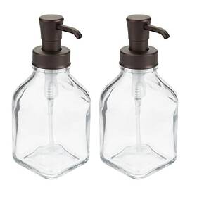 00981mdba Mdesign Square Glass Refillable Liquid Soap Dispenser Pump Clear/bronze
