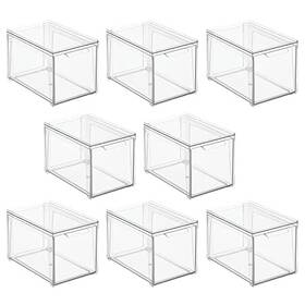 22337mdbst Mdesign Plastic Stackable Bathroom Storage With 12 X 8 Pack Of Clear
