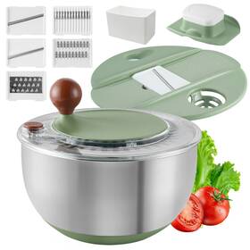 Mega Casa 679065253852 5-blade Food Processor With Salad Spinner 4.8 Quart Multifunctional Slicer Shredder