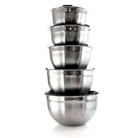Megachef 672975048143 5pc Multipurpose Non Slip Stackable Mixing Bowl Set Silver N/a