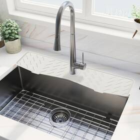 Meiliweser Fm-wh-xl2 Faucet Mat For Kitchen Sink 24 Inch X 5.1 Extra-long Silicone Splas
