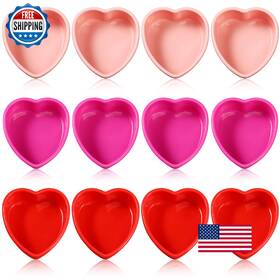 B0dl6bq4tt Menkxi 12 Pcs Pink Red Silicone Mini Heart Cake Pans Valentine Galentine 4 Inch