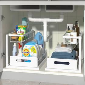 Xlj-011 Merrylun Under Sink Organizers 2 Pack Metal Pull Out White