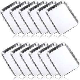 B0b95xthf2 Mimorou 12-pack Small Stainless Steel Baking Sheet Pans Cookie Metal Tray Set